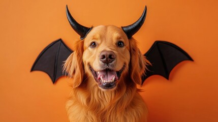 Poster - a dog with horns and horns on its head