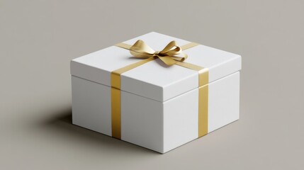 Wall Mural - a white box with a gold ribbon and a bow