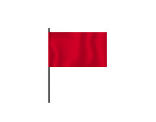 Poster - a plain red flag on a black pole set against a clean white background, symbolizing warning or alert.
