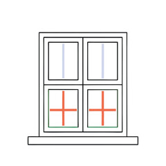 Poster - a line drawing of a window. It is a rectangular window with four panels,