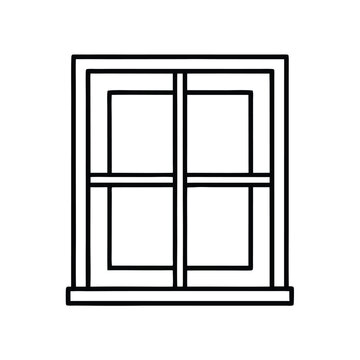 a line drawing of a window. It is a rectangular window with four panels,
