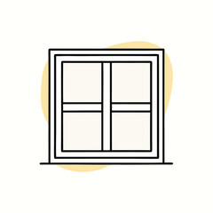 Poster - a line drawing of a window. It is a rectangular window with four panels,