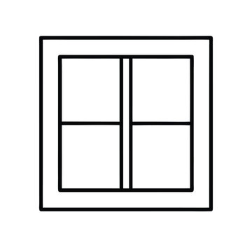 a line drawing of a window. It is a rectangular window with four panels,