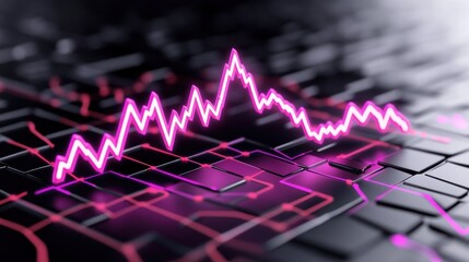 Poster - Abstract digital graph with a pink waveform on a dark background.