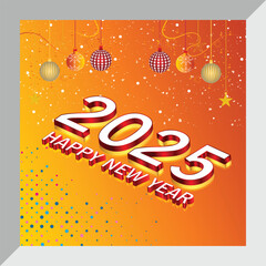 Fototapete - Happy New Year 2025 text design. Vector illustration
