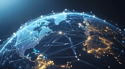 Wall Mural - global network connections illuminating earth