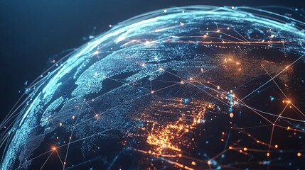 Wall Mural - global network connections illuminating earth