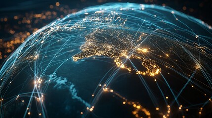 Wall Mural - global network illuminating earth at night