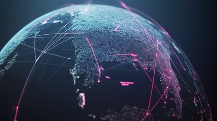 Wall Mural - global network connections illuminating earth