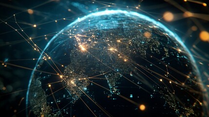 Wall Mural - global network illuminating earth connections