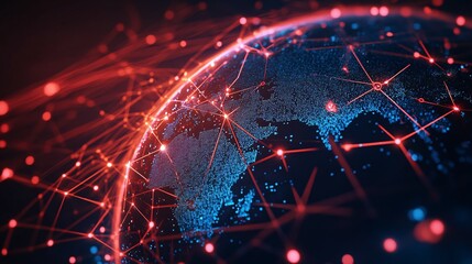 Wall Mural - global network connections illuminated digital earth