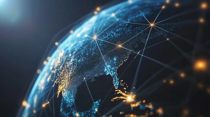 Wall Mural - global network connections illuminating earth