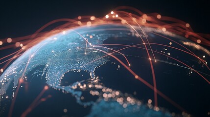 Wall Mural - global network connections illuminating earth