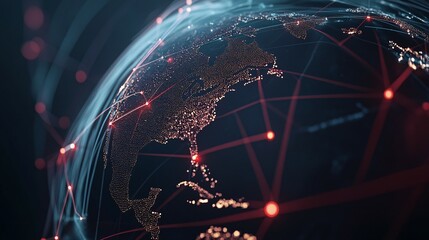 Wall Mural - global network connections illuminating earth