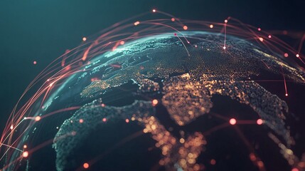 Wall Mural - global network connections illuminating earth