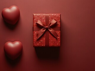 Wall Mural - heart shaped box with ribbon