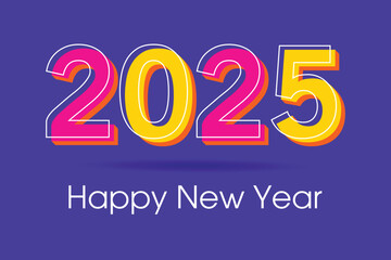 Fototapete - Happy New Year 2025 text design. Vector illustration