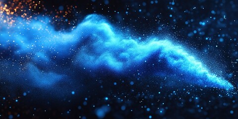 Poster - Vibrant blue abstract clouds blending with sparkles in dark space