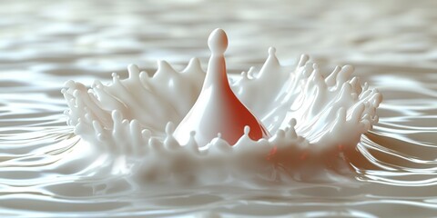 Poster - Milk splash captures the perfect moment of a droplet falling into a pool of liquid creating a crown-like effect