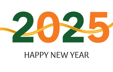 Fototapete - Happy New Year 2025 text design. Vector illustration