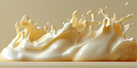 Poster - Creamy liquid splashes create a captivating texture against a smooth background