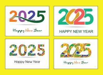 Fototapete - Set of Happy New year 2025 numbers. New year 2025 vector design with realistic 3D numbers. Very modern background illustration