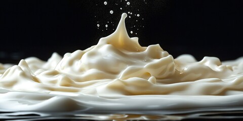 Poster - Creamy milk splash creates beautiful texture in dark setting