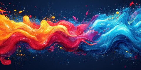 Poster - Vivid swirls of paint blend in dynamic colors creating a captivating artistic effect