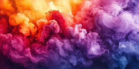 Poster - Colorful smoke swirling in vibrant hues creating an abstract, artistic effect in a dark background