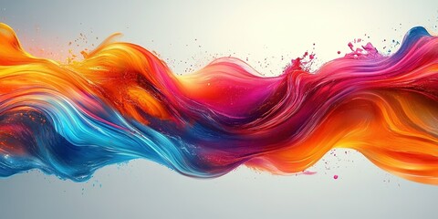 Poster - Colorful abstract waves blending together to create vibrant visual flow in a modern artistic composition