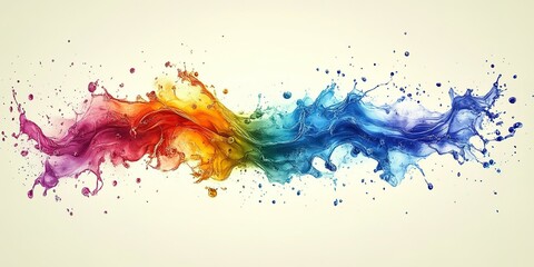 Poster - Colorful splash of liquid flowing in vibrant waves across a light background during a creative art display