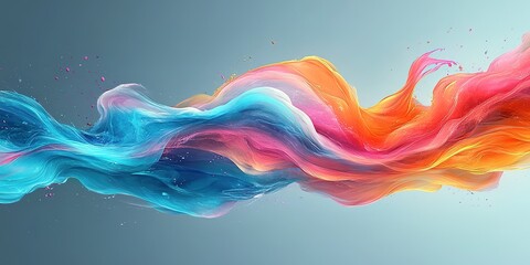 Poster - Colorful flowing abstract design featuring vibrant hues swirling together in a smooth gradient on a light background