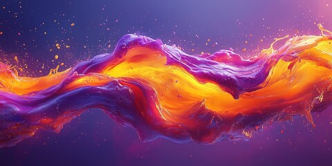 Poster - Vibrant abstract artwork displaying swirling colors of orange and purple against a dark background