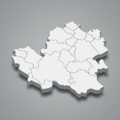  3d isometric map of Southeast Slovenia is a region of Slovenia