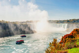 beautiful view of Niagara Falls from Canada in autumn