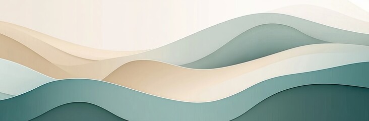 Poster - Abstract background with swirling liquid paint, soft pastel colors of teal green, cream beige, and white. The fluid lines. tranquility and luxury, backgrounds, web designs, posters, prints, packaging