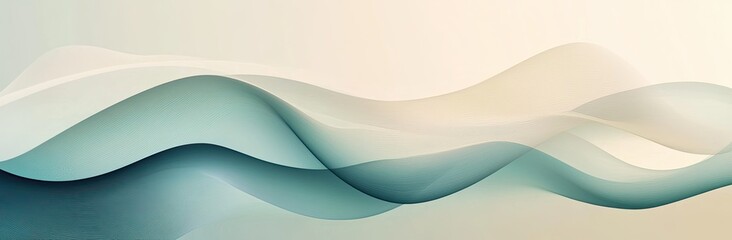 Poster - Abstract background with swirling liquid paint, soft pastel colors of teal green, cream beige, and white. The fluid lines. tranquility and luxury, backgrounds, web designs, posters, prints, packaging