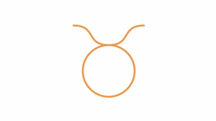 Poster - Taurus astrological sign 2D object animation. Minimalist zodiac symbol with waves cartoon 4K video, alpha channel. Air category of magical horoscope element animated flat item on white background
