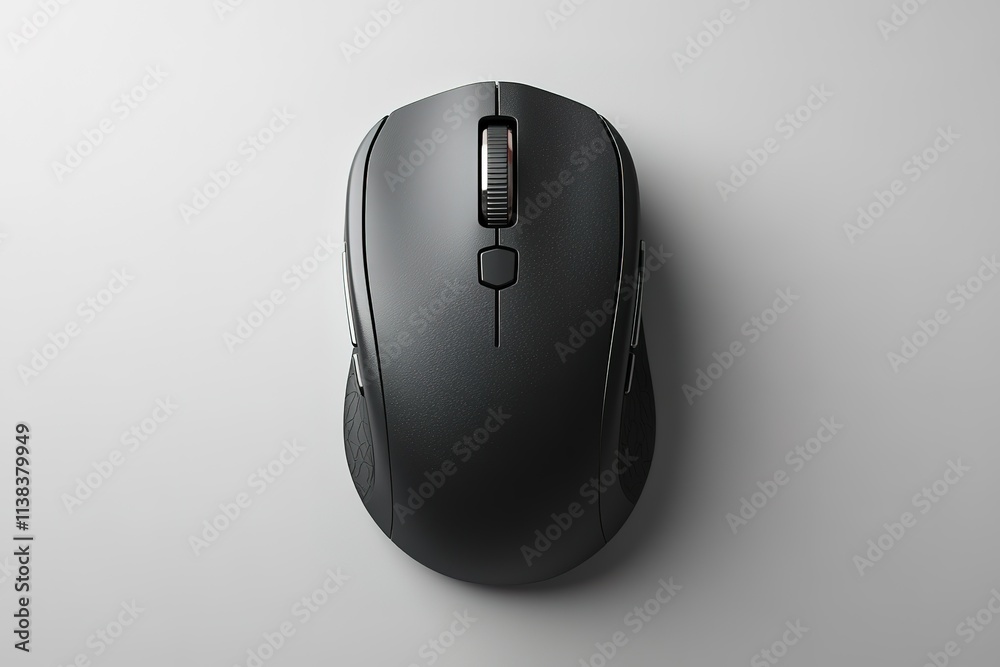 A black computer mouse with a silver button on the top Stock Photo ...