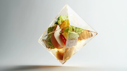 Poster - Innovative holographic food pyramid display modern kitchen visual art minimalist environment 3d viewpoint nutrition concept