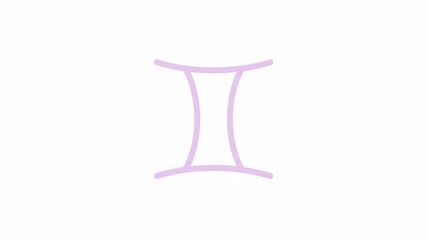 Poster - Simple gemini zodiac symbol 2D object animation. Horoscope element minimalist design cartoon 4K video, alpha channel. Abstract sign of esoteric practice animated flat item on white background