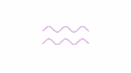 Poster - Aquarius astrological sign 2D object animation. Minimalist zodiac symbol with waves cartoon 4K video, alpha channel. Air category of magical horoscope element animated flat item on white background