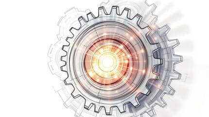 Poster - Intricate design of a mechanical gear with glowing center symbolizing innovation and technology advancement