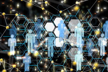 Fototapete - Abstract technology geometric and data