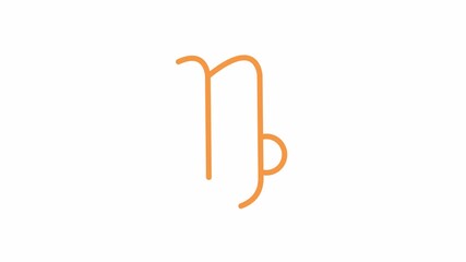 Poster - Capricorn zodiac sign of thin lines 2D object animation. Mystical astrological symbol cartoon 4K video, alpha channel. Fortune telling magical element animated flat item on white background