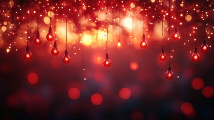 Aufkleber - A vibrant display of red hanging lights against a blurred background, creating a festive atmosphere.