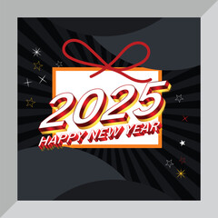 Fototapete - 2025 Happy New year red and white color 3D numbers. design New year 2025 design template 
