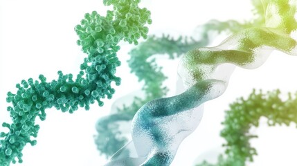 Poster - Swirling clouds of digital bacteria particles glowing in a modern laboratory science visualization high-tech environment