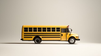 Poster - Yellow school bus displayed in minimalist style indoor studio clean lines and design