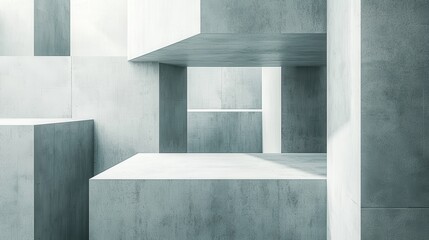 Poster - Abstract geometric pattern design in shades of gray minimalist architecture digital art studio viewpoint